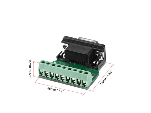 D-sub DB9 Breakout Board Connector 9 Pin 2 Row Female RS232 Serial Port Solderless Terminal Block Adapter