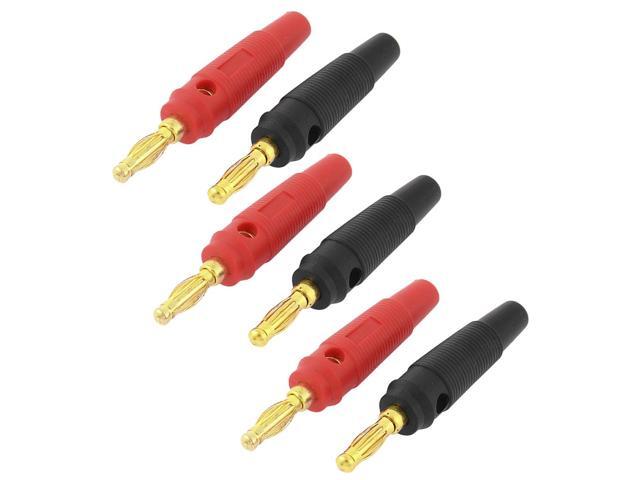 Unique Bargains 6pcs Red Black Insulated Jacket Audio Speaker Wire Banana Plug Connector Adapter