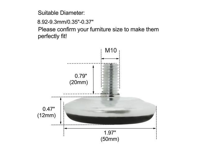 M10 x 20 x 50mm Leveling Feet Adjustable Leveler Furniture Floor Protector 2pcs