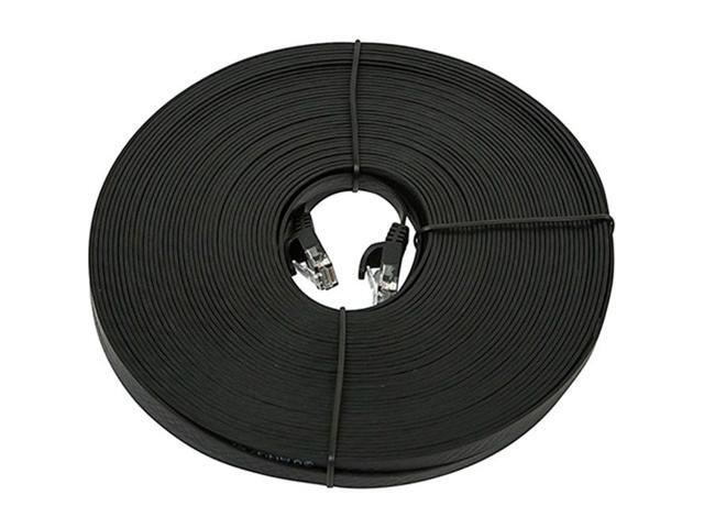 Monoprice Cat5e Ethernet Patch Cable - 100 Feet - Black Network Internet Cord - RJ45, Flat,Stranded, 350Mhz, UTP, Pure Bare Copper Wire, 30AWG