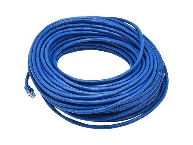 Monoprice Cat5e Ethernet Patch Cable - 100 Feet - Blue Network Internet Cord - RJ45, Stranded, 350Mhz, UTP, Pure Bare Copper Wire, 24AWG