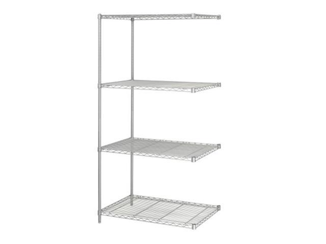 Safco 5289GR Industrial Add-On Unit - Four-Shelf - 36w x 24d x 72h - Steel - Metallic Gray