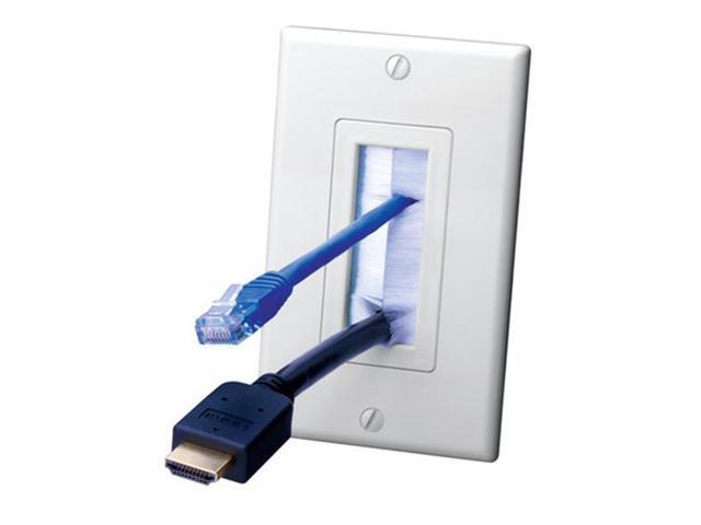 Vanco 120817X 1-Gang Decorator-Style Brush Bulk Cable Wallplate - White