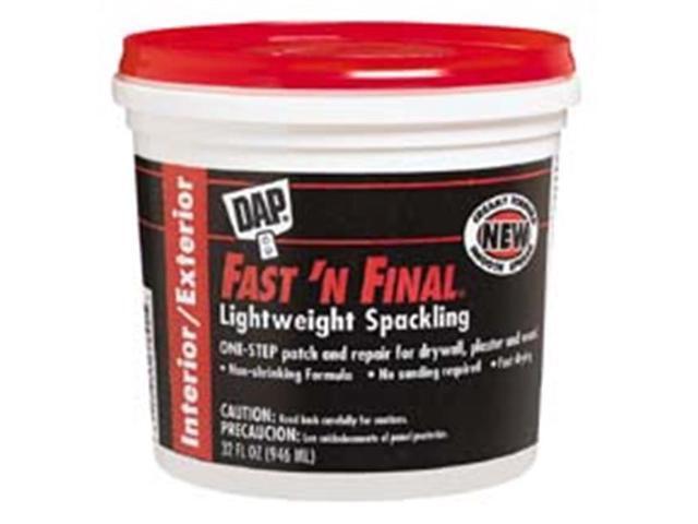 DAP 12142 Spackling Paste, 1 qt, Tub, White, Fast 'N Final