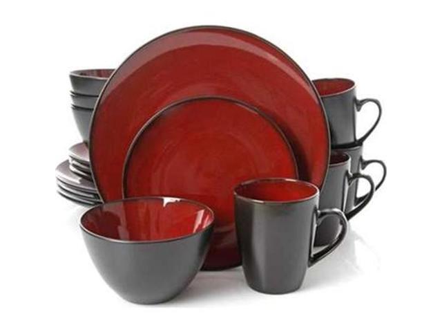 Gibson 94827.16 GH SoHo Lounge Round Dinnerware, Red - 16 Piece