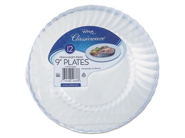 Classicware Plastic Plates 9' Diameter Clear 12 Plates/Pack