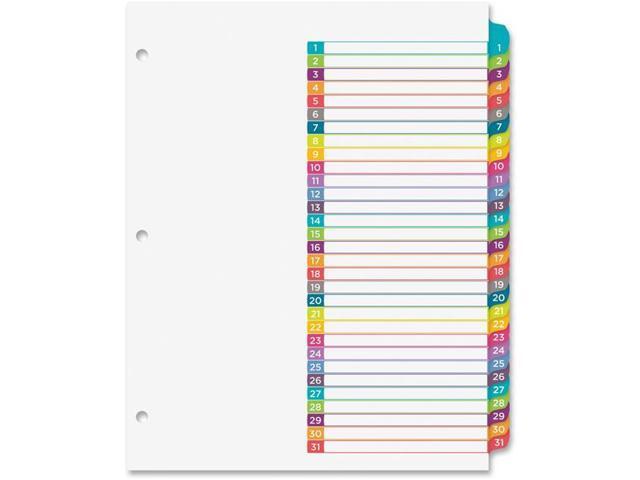 Avery Customizable Toc Ready Index Multicolor Dividers, 1-31, Letter 11846