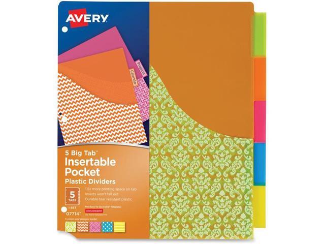 Avery - Big Tab Insertable Plastic Dividers with Pocket, 5 Tabs Pastel - Multicolor - image 3