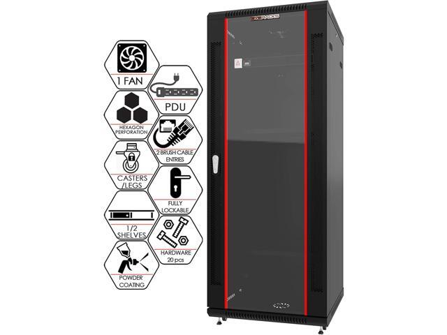 Sysracks 27U Wall Mount Server Rack Cabinet 19' Network Rack Enclosure, 24' Deep Data Rack with Locking Glass Door, Cooling Fan, PDU & Shelf for...