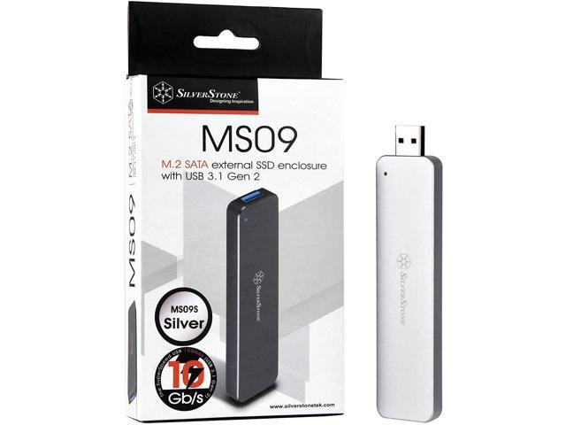 Silver - M.2 SATA external SSD enclosure with USB 3.1 Gen 2 10 Gbps interface, support 2260 and 2280 SATA M.2 SSD(B Key)
