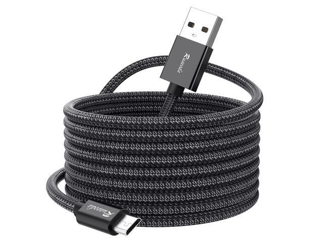 Long Micro USB Cable Android Charger 20ft with Gold-Plated Compatible with PS4 Charger Cable - High Speed 2.0 USB A Male to Micro USB Nylon Braided...