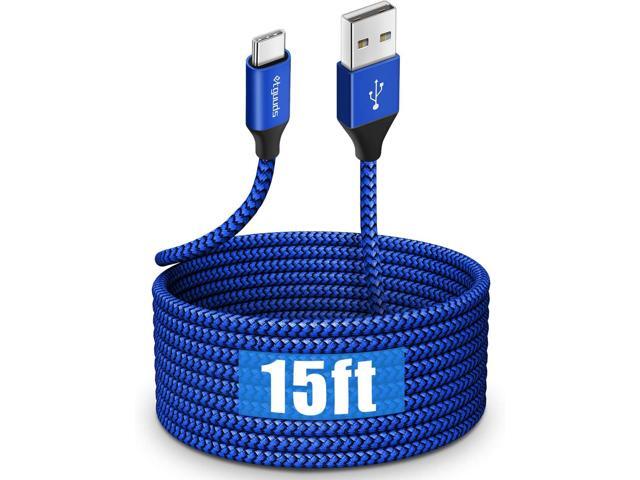 etguuds USB C Cable 15ft, Extra Long USB Type C Cable Fast Charge USB-A 2.0 to USB-C Charger Cable, Premium Nylon Braided Charging Cord - Blue