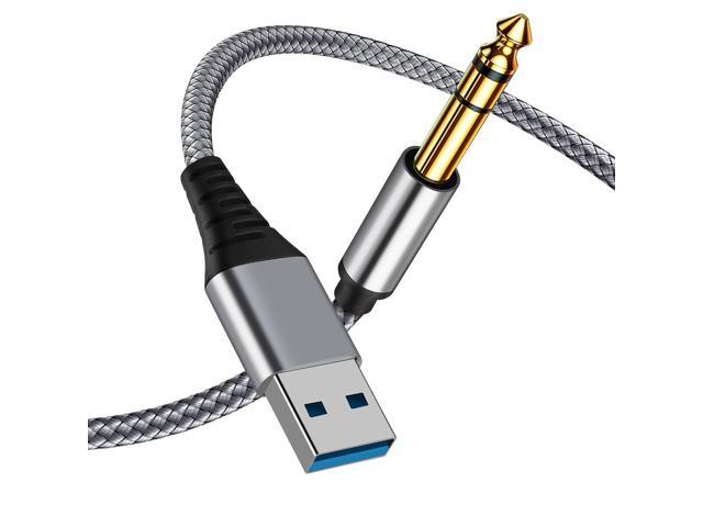 USB to 1/4 Male TRS Audio Stereo Cable, USB to 6.35mm Jack Audio Adapter Compatible with LaptopWindows or PCAmplifier, Speaker, Headphones.6.6FT.