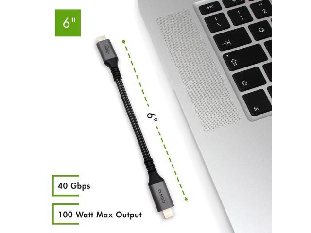 6-Inch Extra Short USB4 Cable - 40Gbps Supports 100W (20V, 5A) Charging - Compatible with Thunderbolt 3 and USB-C (2-Pack)