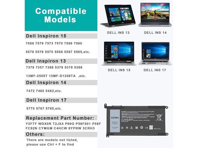 SLE-TECH New WDX0R Notebook Battery for dell Inspiron 15 5565 5567 5568 5578 7560 7570 7579 7569 13 5368 5378 7368 7378 17 5765 5767 5770...