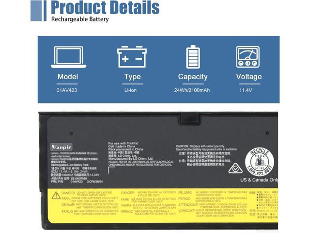 61 01AV423 T470 T480 Laptop Battery Replacement for Lenovo ThinkPad A475 T570 T580 P51S P52S TP25 Battery 4X50M08810 01AV422 01AV424 01AV452...