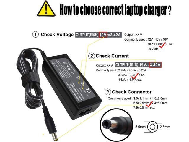 19V 3.42A 65W AC Charger Compatible with Toshiba Satellite PA3714U-1ACA PA3917U-1ACA PA3715U-1ACA C55 C55T-A5222 C655 C855D L305D L505 L655 L755...