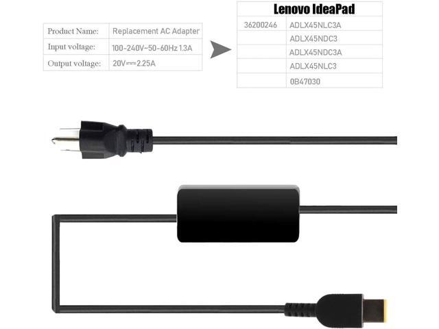 2.25A 20V AC Adapter Power Cord for Lenovo ADLX45NCC2A ADLX45NLC2A ADLX45NCC3A ADLX45NDC3A ADLX45NLC3A 45N0289 45N0290 45N0294 0B47030 0C19880...
