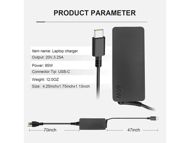 Replacement 65w USB c Laptop Charger for Lenovo ThinkPad/Chromebook/Yoga,ThinkPad T480 T490 T580 E480 ADLX65YDC2A Power Supply for Lenovo Laptop...