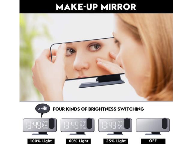 Projection Alarm Clock for Bedroom Ceiling Digital Radio with USB Charger Ports, 7.3' Large LED Screen, 4 Dimmer, Dual Alarm Clock with 2 Sounds,...