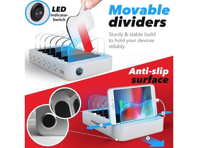 USB Charging Station - 6-Port Phone Charging Station with Quick Charge for Multiple Devices - Charging Station for Multiple Devices - Compatible...