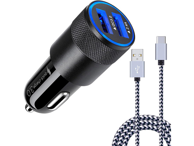 5.4A Fast Car Charger Type C 6ft Cable for Samsung Galaxy S25 Ultra Plus S25+ S24 FE, Z Fold Flip 6 5 4 3 2, S23 S22 S21 S20 Ultra FE S10e S10 S9...