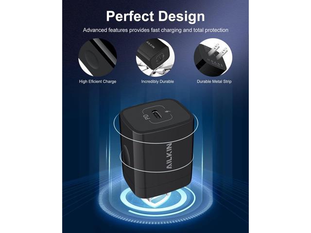 20W PD USB C Wall Charger Adapter [60W/6FT] USB Type C to USB-C Cable, Fast Charging 3.0 Block Plug Cube Brick Box, Android USBC to C Phone Power...