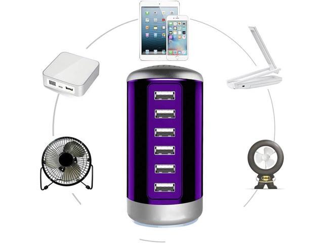 Universal USB Charger 6-Port Desktop USB Charging Station Hub with Smart Identification Technology Compatible with iPhone iPad Cell Phone...
