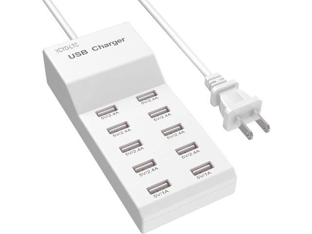 USB Wall Charger USB Charging Station for Multiple Devices USB Charger 10-Ports Power Hub Strip Amazon Smart Plug Charging Dock Block for Smart...