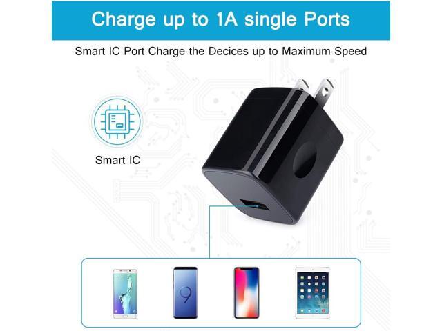Wall Charger Cube,1A/5V Single Port USB Plug 3 Pack Travel Black Charging Block Box Adapter Compatible Phone,Samsung Galaxy S24 S23 A21 A51 A71 S20...