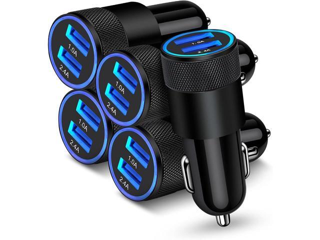 [5pcs] Car Charger Adapter, AILKIN USB Multi Port Cigarette Lighter Fast Charging Power Block plug for iPhone 16 15 14 13 Pro Max, Samsung Galaxy...