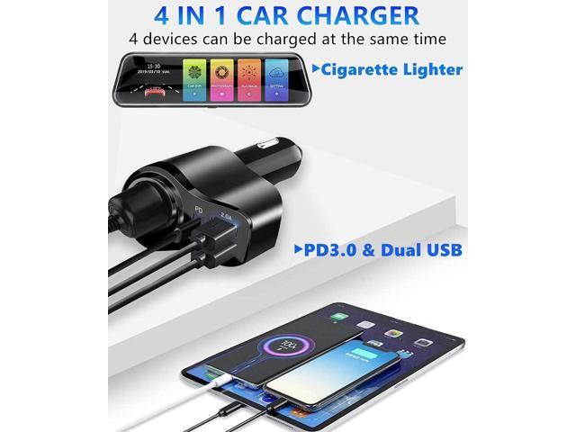 4 in 1 USB C Car Charger, 168W Multi USB Cigarette Lighter Adapter, Socket Splitter with 3 USB Ports, 12V/24V Dual USB Type C PD Fast Car Charger...