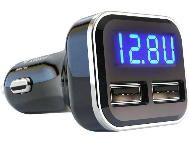 4.8A 24W Dual USB Car Charger Volt Meter Car Battery Monitor with LED Voltage & Amps Display, Cigarette Lighter Adapter, Compatible with iPhone 15...