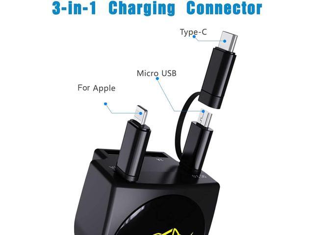 Retractable Car Charger, Fast Charge 3.1A 47W, Retractable Cables (3Ft) and 2 USB Ports Car Charger Adapter, Compatible with iPhone & Android Cell...