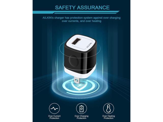 USB Wall Charger Plug, Fast Charging Block, AILKIN 5Pack 1A 1-Port Power Adapter Charging Cube Bricks Box for iPhone 15 14 13 12 Mini Pro...