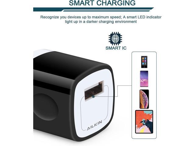 USB Wall Charger Plug, Fast Charging Block, AILKIN 5Pack 1A 1-Port Power Adapter Charging Cube Bricks Box for iPhone 15 14 13 12 Mini Pro...