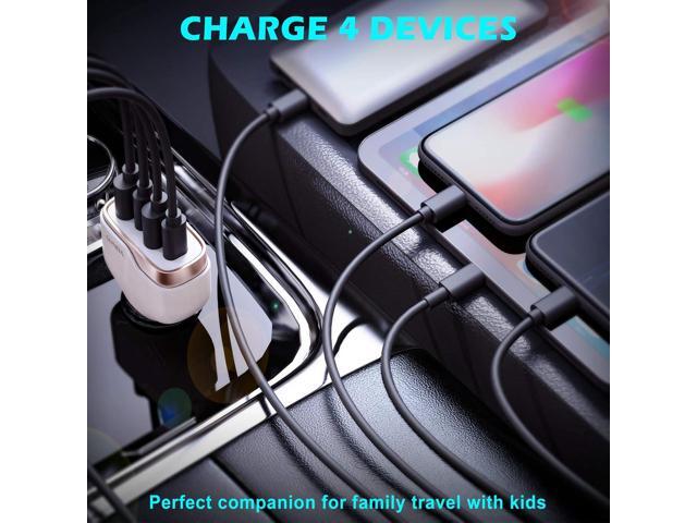 SUNDA 60W USB C Fast Car Charger, 4-Ports Car Charger Adapter, Dual Type C PD30W/PPS30W Compatible with iPhone16/15 Pro/Max/iPhone14/iPad...