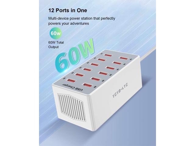 USB Charger 12-Ports USB Charging Station for Multiple Devices USB Wall Charger Power Hub Strip Smart Plug Charging Dock Block for iPhone...