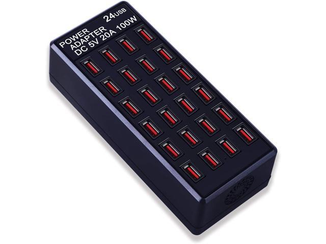 24-Port 100 watt (20 A) USB Charging Station, Home Desktop Fast Charger, Multiple Chargers, Suitable for Hotels, Shops, Schools, Shopping malls and...