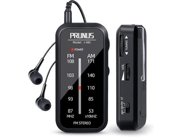 PRUNUS J-985 Pocket Radio Mini AM FM Stereo Radio Portable Battery Radio Includes Headphones, with Back Clip and Signal Indicator, Operated by...