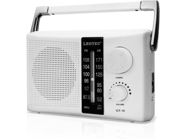 LEOTEC AM FM Radio Transistor Radio Battery or AC Powered with Excellent Reception,Good Sounds Large Speakers,Big and Precise Tuning Knob,Earphone.