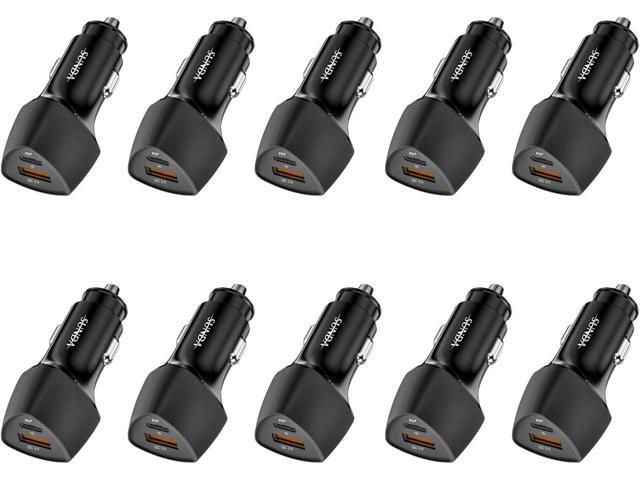 (10pack) SUNDA USB C Fast Car Charger 51W Dual Ports PD/PPS & QC3.0, Cell Phone Automobile Chargers, for Apple Smart-Phones and Android Car Charger,.