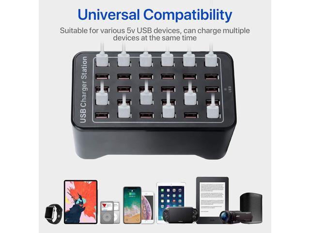 30-Port Charger, USB Charger Station, USB Fast Charger, Smart Charging Recognition, Suitable for Travel, Family Gatherings, Schools, Shopping...