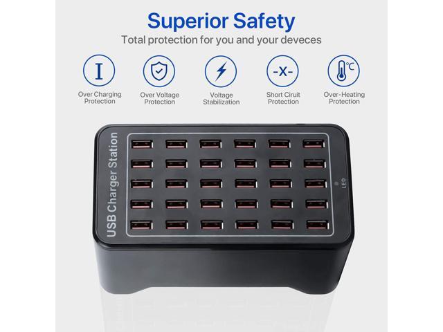 30-Port Charger, USB Charger Station, USB Fast Charger, Smart Charging Recognition, Suitable for Travel, Family Gatherings, Schools, Shopping...