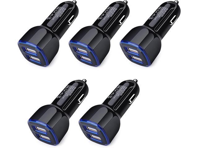 Car Charger iPhone, 5Pack 2.4A 12V USB Adapter Car Cigarette Lighter USB Charger Car Plug for iPhone 16e 16 15 14 13 12 11 SE XR XS X 8 7 6,...