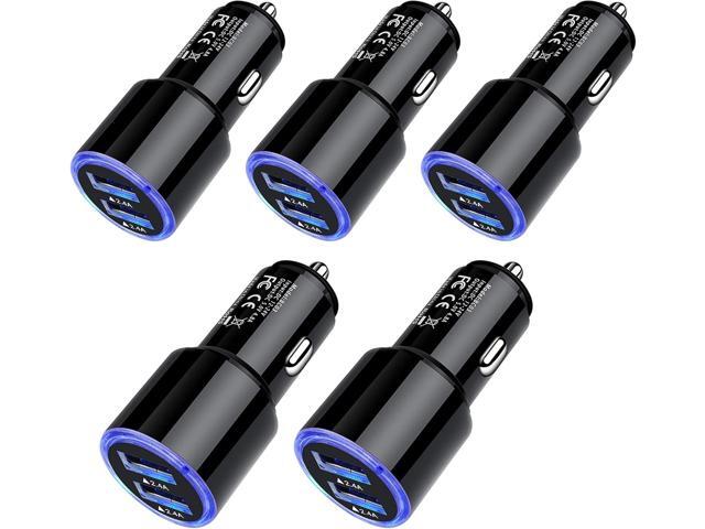 Car Charger Adapter, 5Pack 4.8A Dual Port Fast Charge Car Phone Charger USB Lighter Plug Cigarette Charger for iPhone 16e 16 15 14 13 12 11 Pro Max...