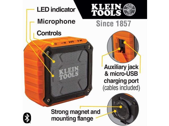 Klein Tools AEPJS1 Bluetooth Speaker, Wireless Portable Jobsite Speaker Plays Audio and Answers Calls Hands Free, IPX5, Worksite Ready