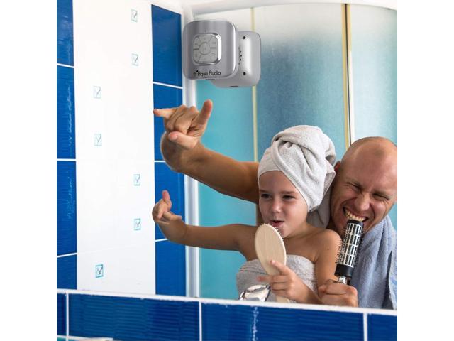 Shower Speaker Bluetooth Waterproof with Suction Cup - 10 Hours Playtime/Built-in Mic (Silver)