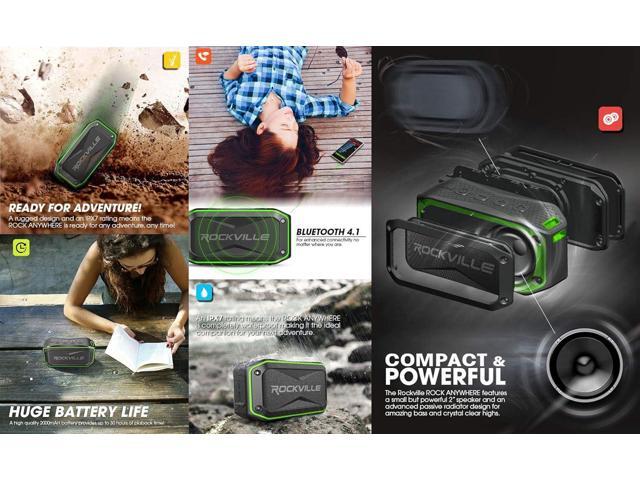 Rockville (2) Rock Anywhere Waterproof Portable Bluetooth Speakers+TWS Linking