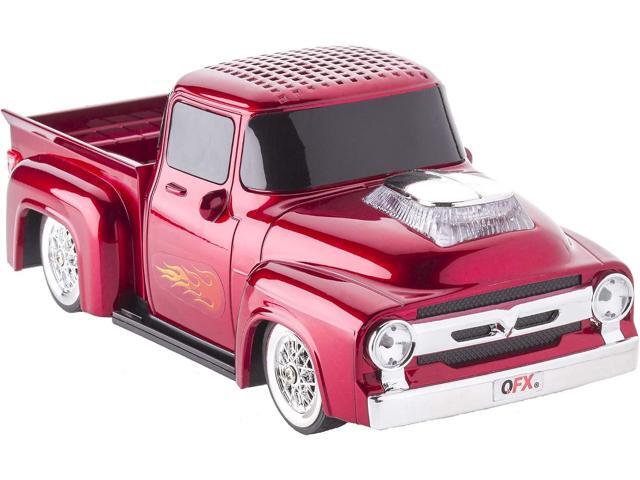QFX Bluetooth 1956 Pickup Truck Replica Speaker, 3-inch Speakers, Hands Free Link, Built-in Microphone, FM Radio and LED Party Lights, Red -.